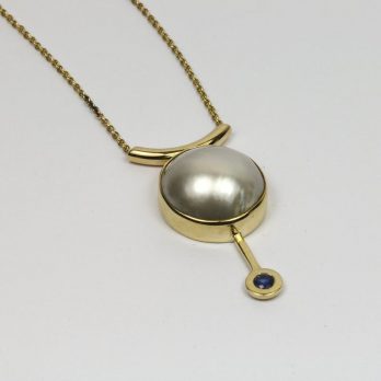 Glistening Pearl & Sapphire Pendant